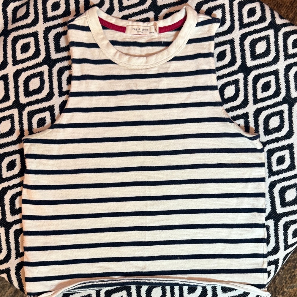 rag & bone Kids Navy and White Striped Tank Top